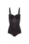 Dolce & Gabbana Lace-trimmed Silk-blend Satin Bodysuit In Black