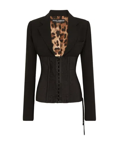 Dolce & Gabbana Dolce  Gabbana Lace Detailed Bustier Jacket In Black