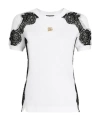 Dolce & Gabbana Logo Plaque T-shirt With Lace Inserts In White