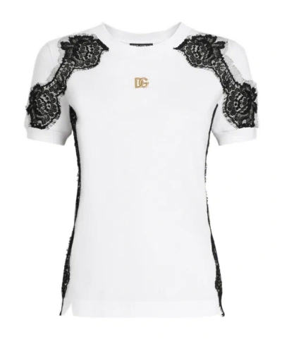 DOLCE & GABBANA LACE-DETAILED T-SHIRT