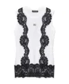 Dolce & Gabbana Lace-detailing Cotton-blend T-shirt In White