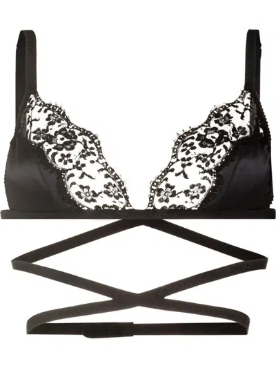 DOLCE & GABBANA LACE-DETAILING SATIN BRA