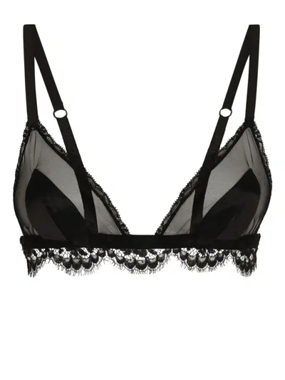 Dolce & Gabbana Black Lace Triangle Bra With Matching Inserts For Women