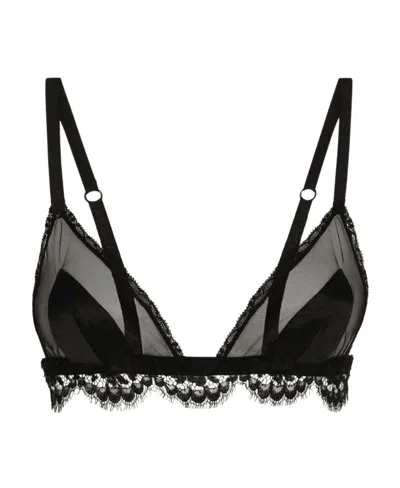 DOLCE & GABBANA DOLCE  GABBANA LACE-DETAILED TRIANGLE CUP BRA