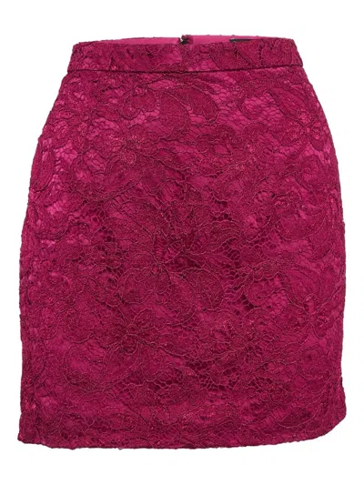 Pre-owned Dolce & Gabbana Lace-detailing Skirt In Pink