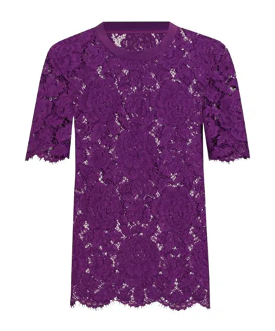 DOLCE & GABBANA LACE-DETAILING T-SHIRT