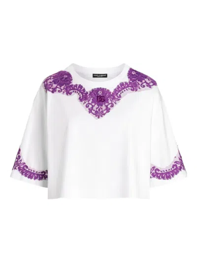 Dolce & Gabbana Lace-detailing T-shirt In White