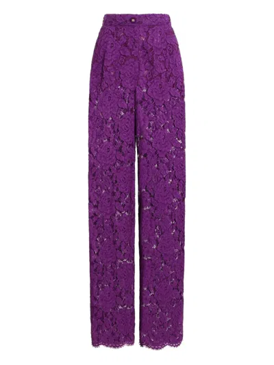 Dolce & Gabbana Lace-detailing Trousers In Purple