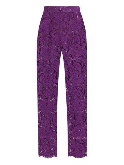 Dolce & Gabbana Lace-detailing Trousers In Purple