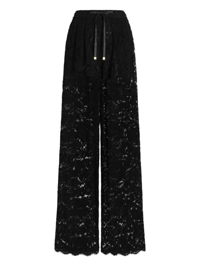 Dolce & Gabbana Lace Drawstring Trousers In Black