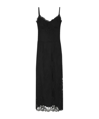 Dolce & Gabbana Cotton-blend Lace Midi Dress In Black