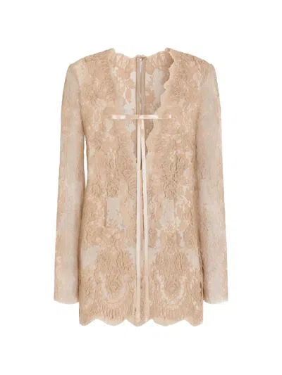 Dolce & Gabbana Lace Dress In Neutral