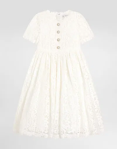 Dolce & Gabbana Kids' Lace Dress In White