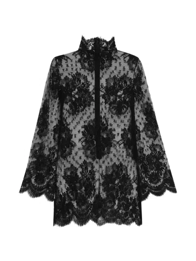 Dolce & Gabbana Lace Dress With High-neck In Black