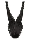 Dolce & Gabbana Lace-trimmed Silk-blend Satin Bodysuit In Black