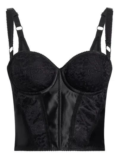 Dolce & Gabbana Lace-embellished Corset Top In Black