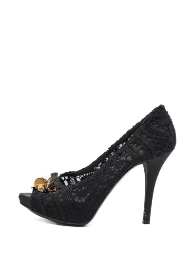 Pre-owned Dolce & Gabbana Lace-embellishment Pumps In Black