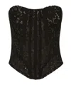 Dolce & Gabbana Cotton Top With All-over Lace Work In Black