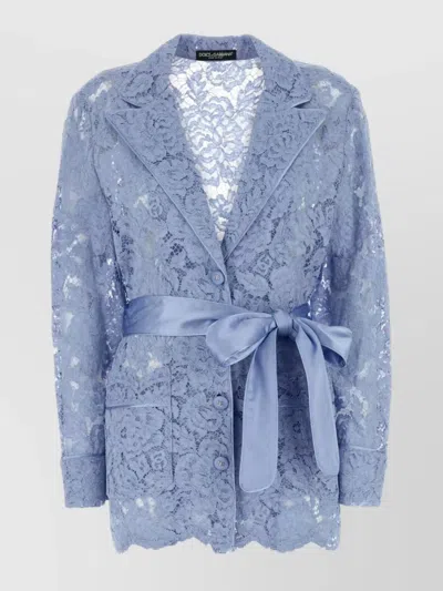 DOLCE & GABBANA LACE FABRIC PYJAMA SHIRT WITH BELTED WAIST