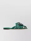 Dolce & Gabbana Lace Flat Sandals Crystal Embellishments In Green