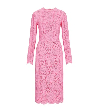 DOLCE & GABBANA LACE FLORAL MIDI DRESS