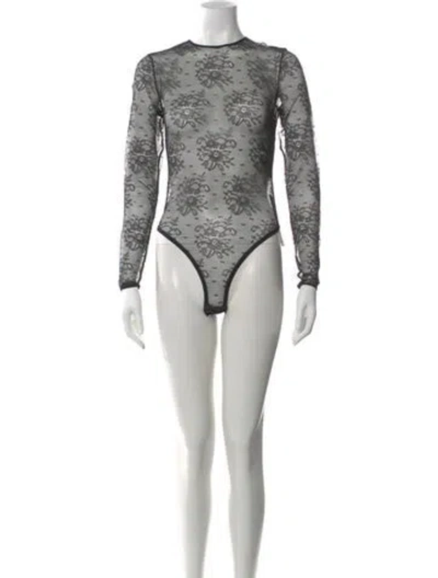 Pre-owned Dolce & Gabbana Lace Floral Print Bodysuit In Multi
