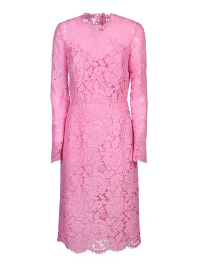 Dolce & Gabbana Light Pink Lace Sheath Dress