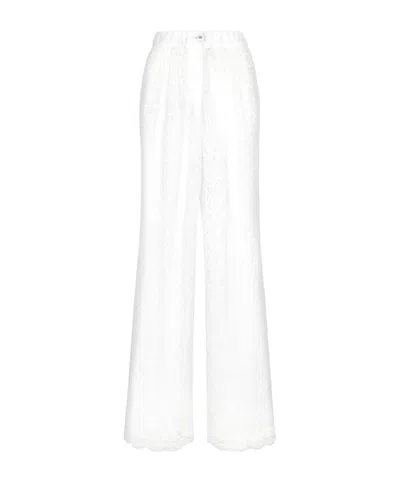 Dolce & Gabbana Lace Flower Bell Bottoms In White
