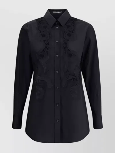 Dolce & Gabbana Women Lace Inserts Shirt In Black