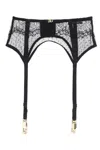 Dolce & Gabbana Lace Garter Belt With Logo In Nero