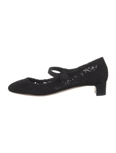 Pre-owned Dolce & Gabbana Lace Grosgrain Trim Pumps In Black