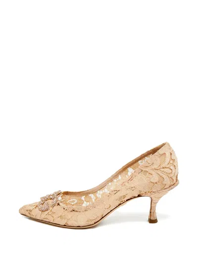 Pre-owned Dolce & Gabbana Lace Hardware Pumps In Neutral