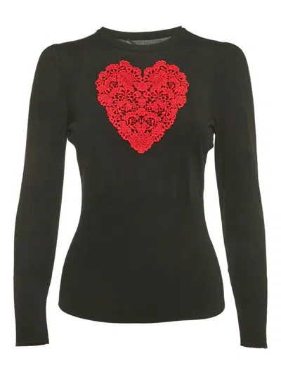 Pre-owned Dolce & Gabbana Lace-heart Top In Black
