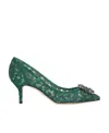 Dolce & Gabbana Crystal-embellished Corded Lace Pumps In Green