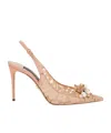 Dolce & Gabbana Rainbow Lace 90mm Slingback Pumps In Apricot