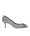 Dolce & Gabbana Bellucci 60 Lace Pumps With Brooch Detail In Dark Gray