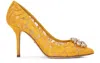 Dolce & Gabbana Bellucci Taormina Lace Pumps With Crystals In Yellow