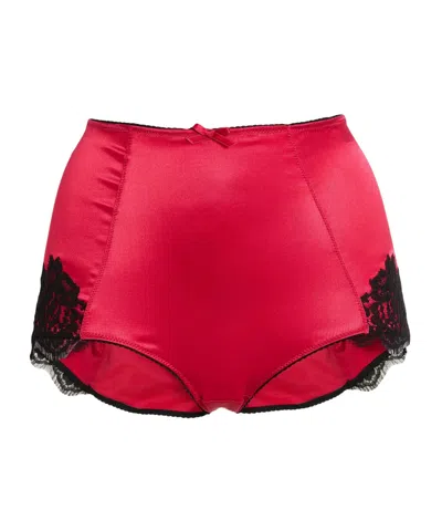 Dolce & Gabbana Lace High-waisted Briefs In Red
