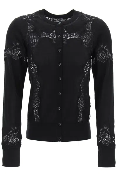 DOLCE & GABBANA LACE-INSERT CARDIGAN WITH EIGHT