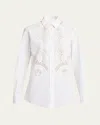 Dolce & Gabbana Lace Inset Poplin Button Down Blouse In White