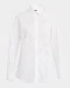 Dolce & Gabbana Lace Inset Poplin Button Down Blouse In White