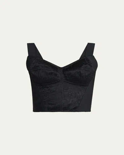 Dolce & Gabbana Lace Jacquard Crop Bustier Top In Black