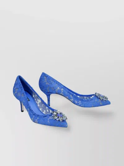 Dolce & Gabbana Lace Kitten Heel Pumps In Blue