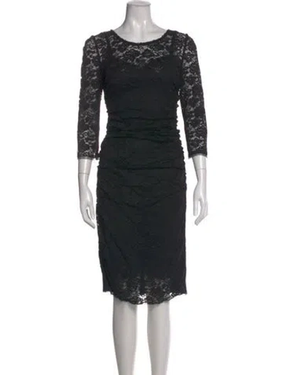 Pre-owned Dolce & Gabbana Lace Knee-length Dress In Black