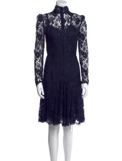 Pre-owned Dolce & Gabbana Lace Knee-length Dress In Blue