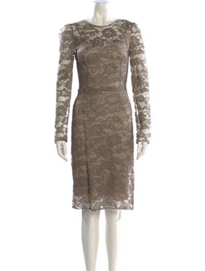 Pre-owned Dolce & Gabbana Lace Knee-length Dress In Neutral