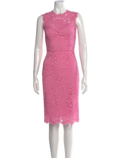 Pre-owned Dolce & Gabbana Lace Knee-length Dress In Pink