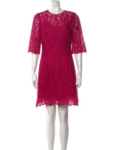 Pre-owned Dolce & Gabbana Lace Knee-length Dress In Pink