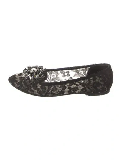 Pre-owned Dolce & Gabbana Lace Lace Pattern Ballet Flats In Black