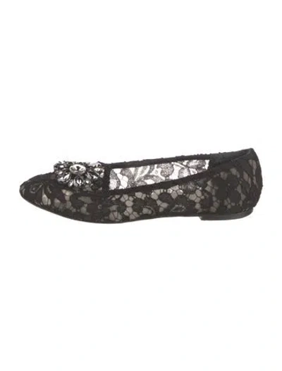 Pre-owned Dolce & Gabbana Lace Lace Pattern Ballet Flats In Black